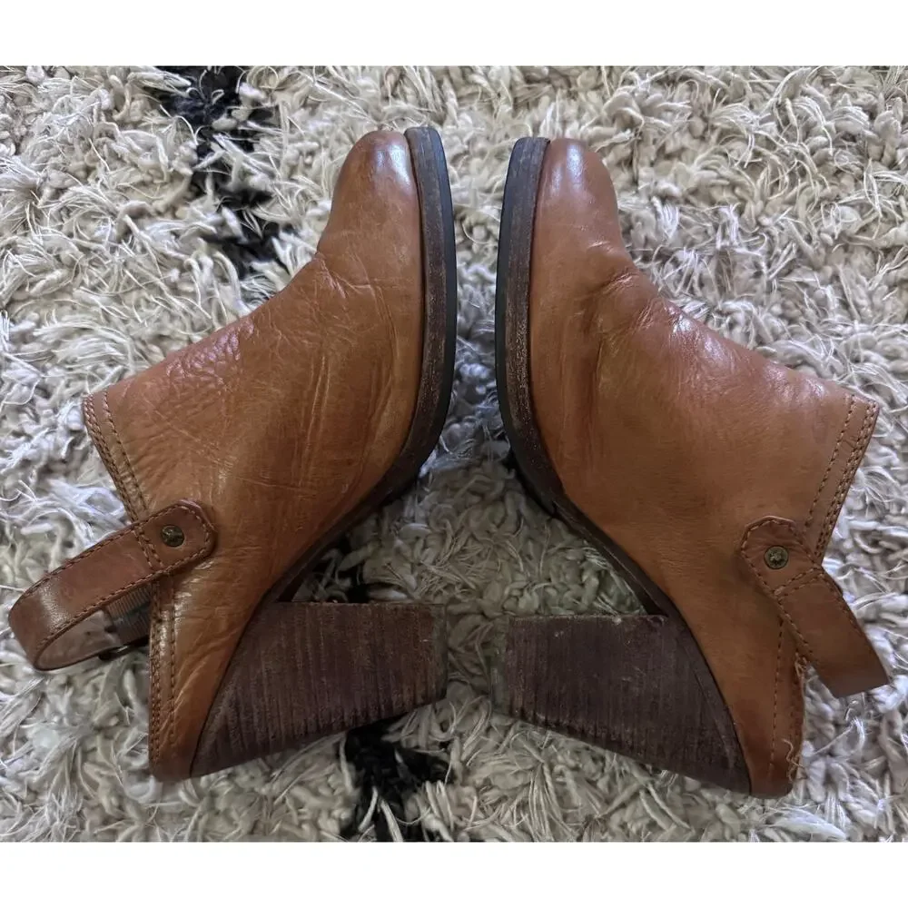 Frye Patty Slingback Brown Leather Block Heel Clog Mules Women’s 6 M